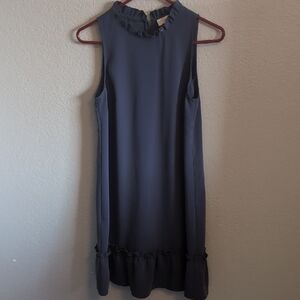 NWOT LOFT Gray Sleeveless Knee-Length Dress with Ruffles